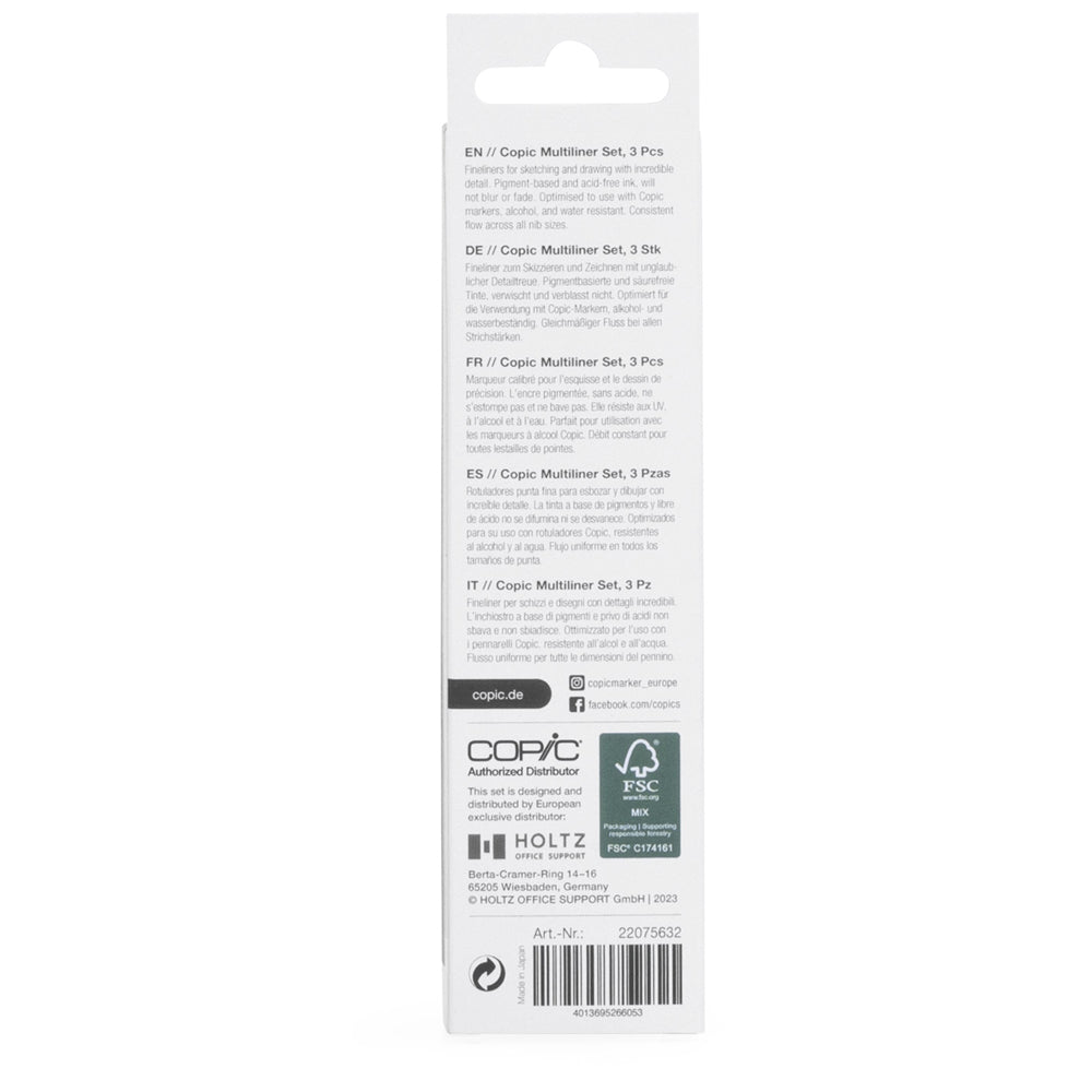 Copic Multiliner storų juodų tušinukų rinkinys, 3 vnt.