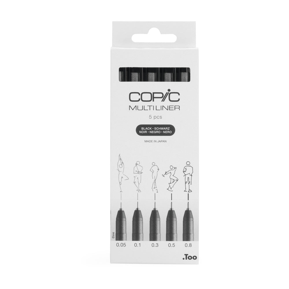 Copic Multiliner juodų tušinukų rinkinys, 5 vnt.
