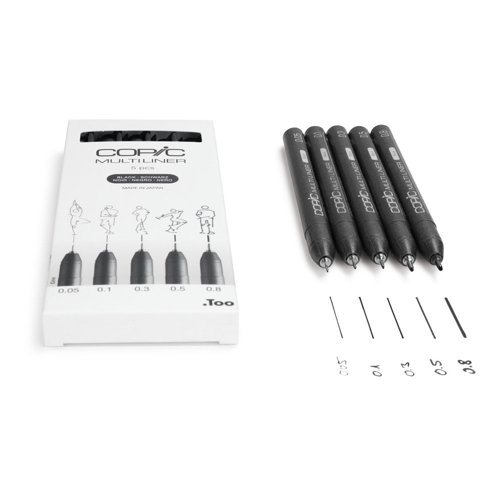 Copic Multiliner juodų tušinukų rinkinys, 5 vnt.