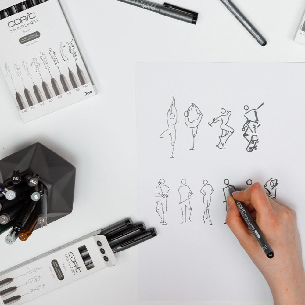 Copic Multiliner juodų tušinukų rinkinys, 5 vnt.