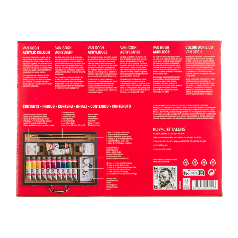 Van Gogh Acrylic Paint Starter Box XL, 12 x 40 ml + accessories