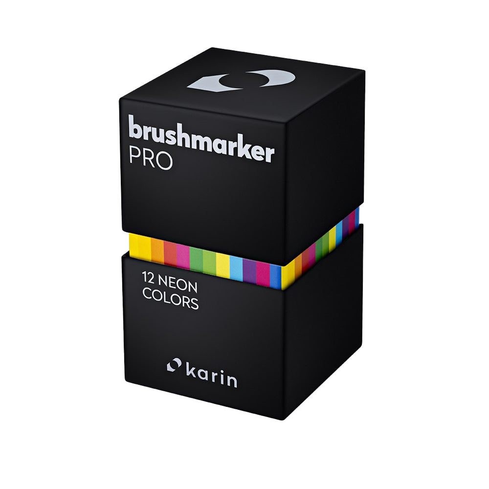 Karin Brushmarker PRO markerių rinkinys | 12 neoninių spalvų