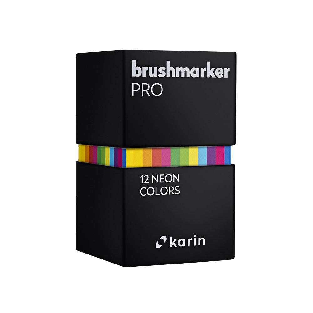 Karin Brushmarker PRO markerių rinkinys | 12 neoninių spalvų