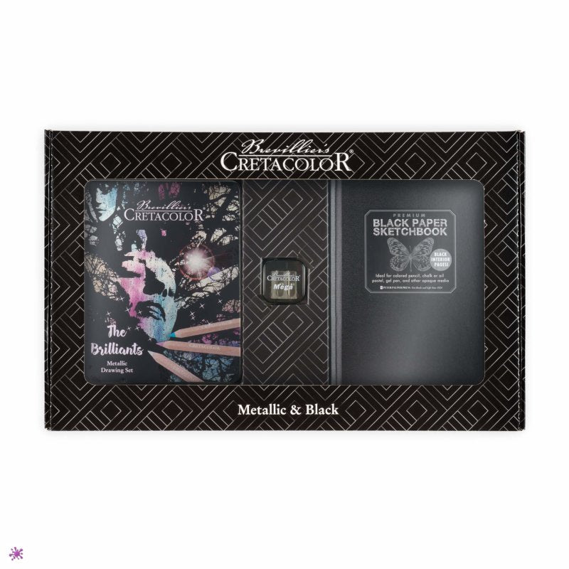 Cretacolor Metallic & Black piešimo rinkinys, 14 vnt.