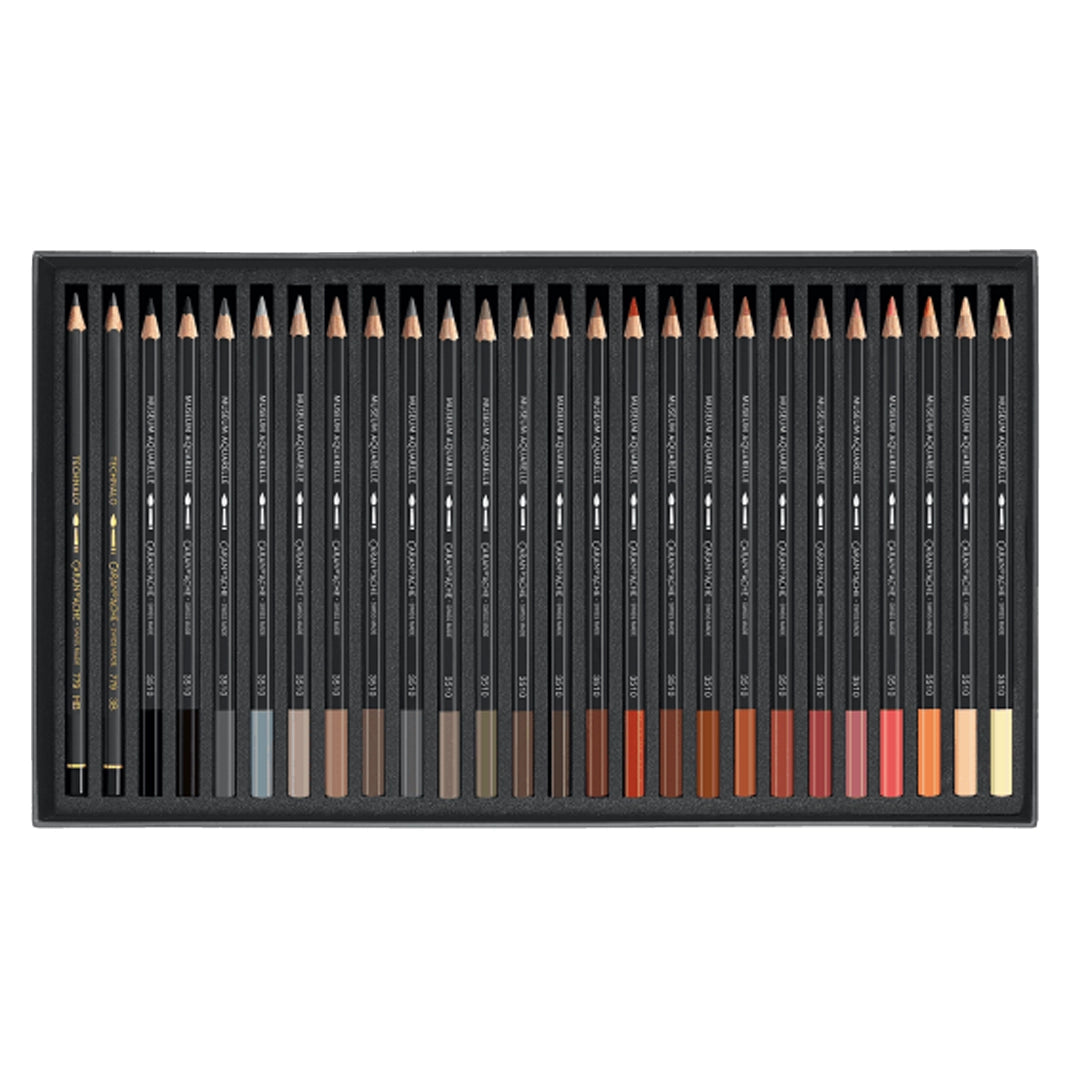 Caran d'Ache MUSEUM akvarelinių spalvotų pieštukų rinkinys, 76+2 vnt.