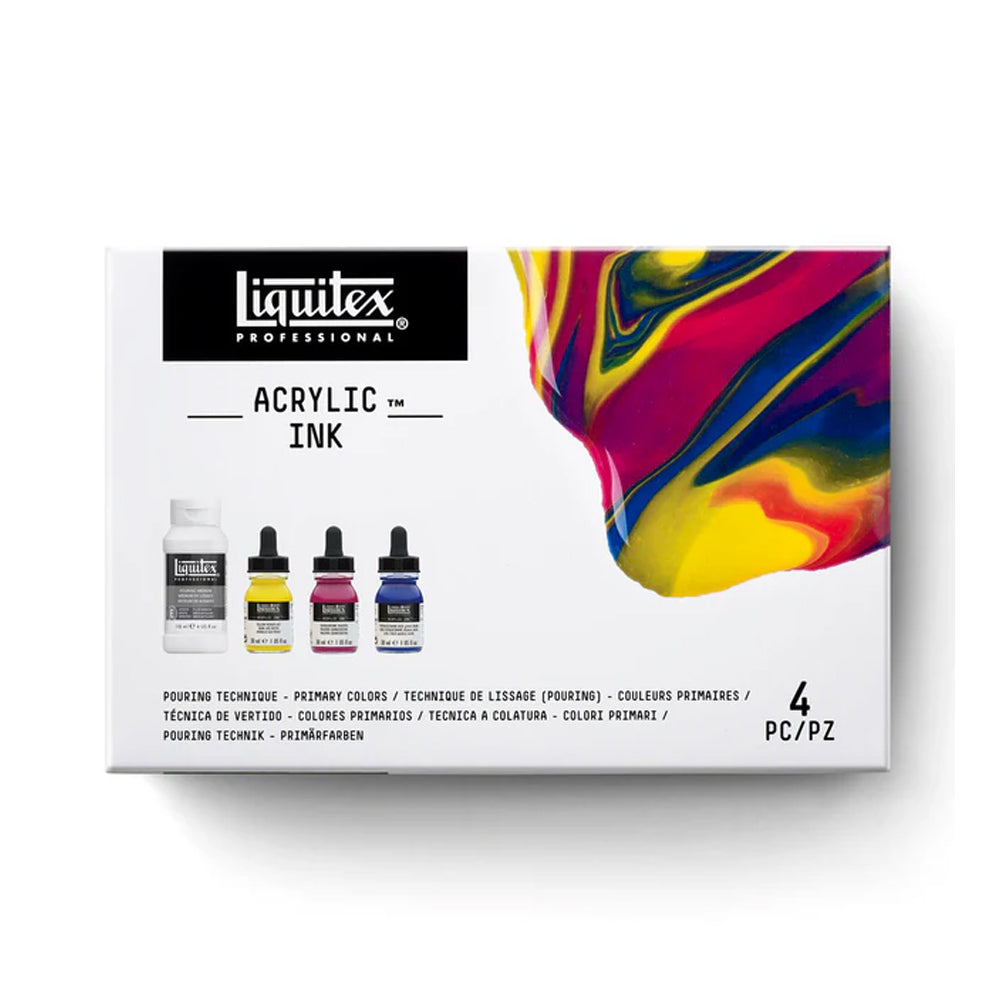 Liquitex Professional akrilinio tušo rinkinys liejimo (Pouring) technikai, pagrindinės spalvos