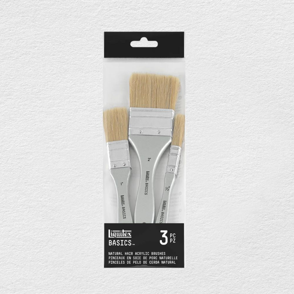 Liquitex Basics natūralaus plauko teptukų rinkinys, 3 vnt.
