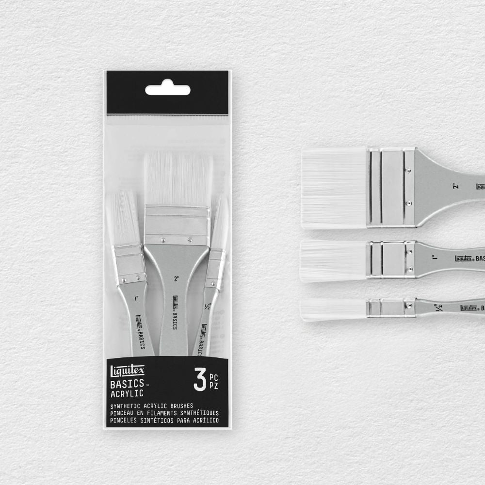 Liquitex Basics sintetinio plauko teptukų rinkinys, 3 vnt.