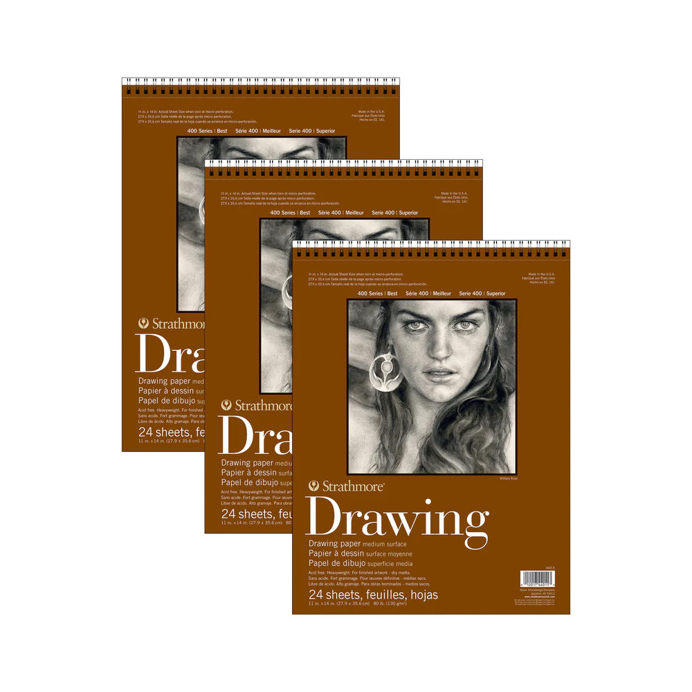 Strathmore Drawing Medium 400 Series spiralinis popieriaus bloknotas, 130 gsm, 24 lapai