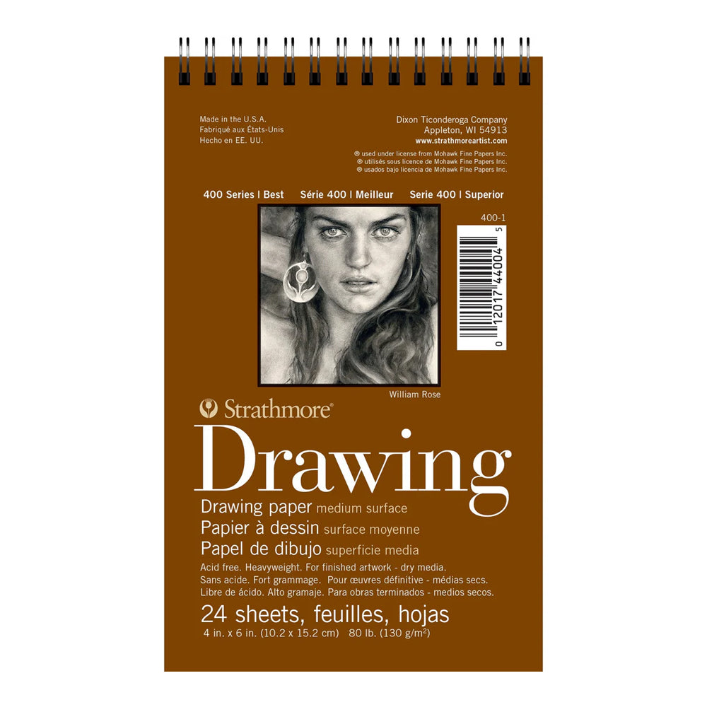 Strathmore Drawing Medium 400 Series spiralinis popieriaus bloknotas, 130 gsm, 24 lapai