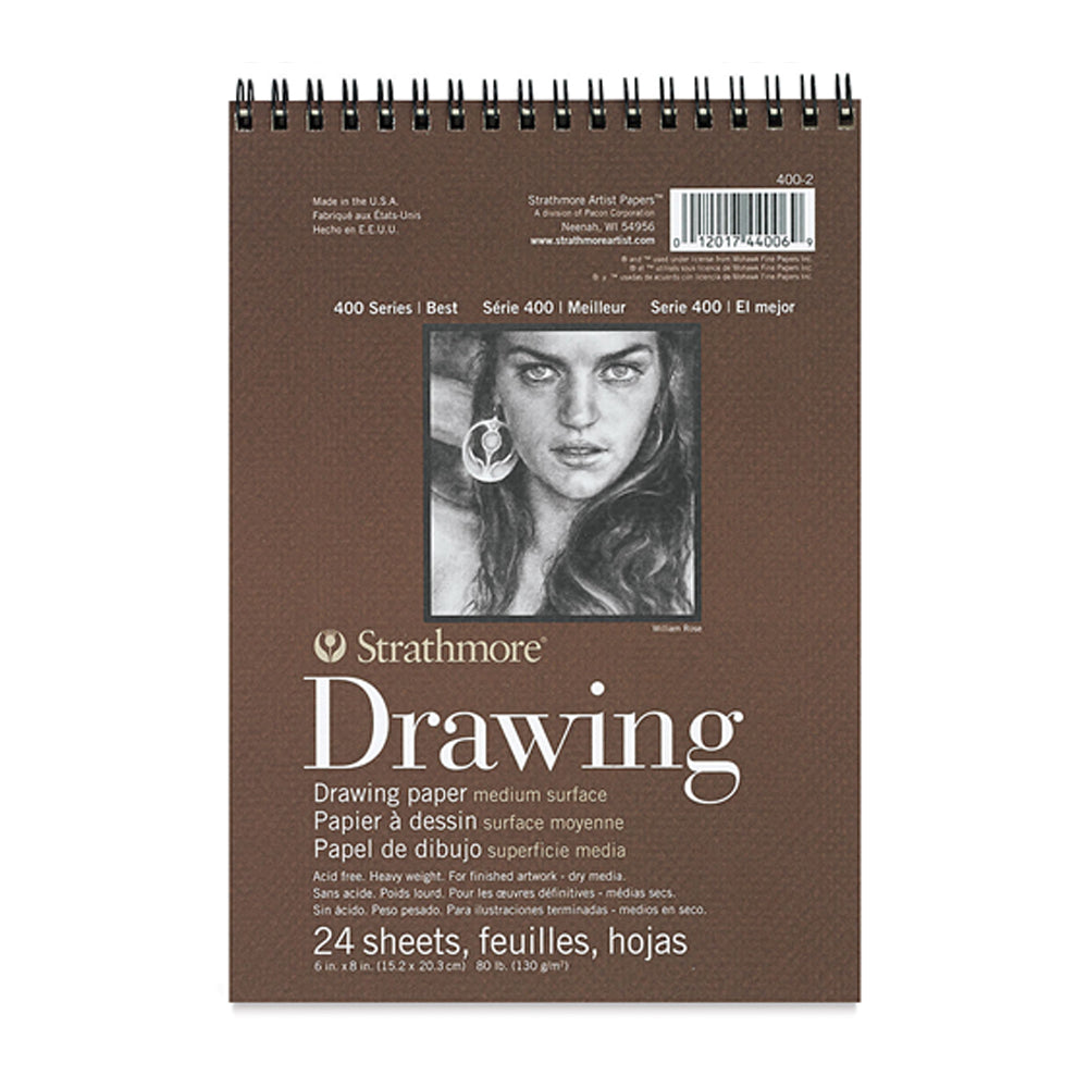 Strathmore Drawing Medium 400 Series spiralinis popieriaus bloknotas, 130 gsm, 24 lapai