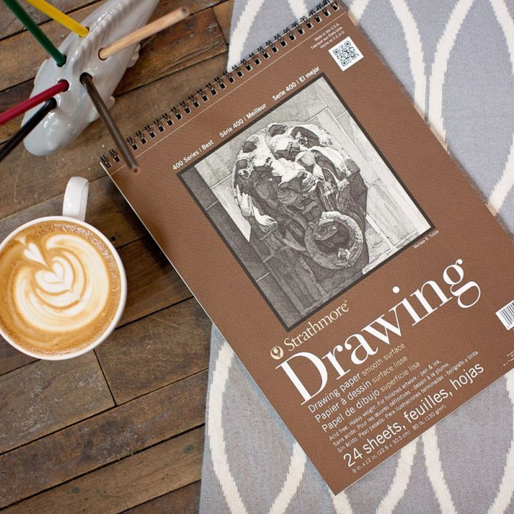 Strathmore Drawing Smooth 400 Series Paper Wire Bound Pad, 130 gsm, 24 sheets