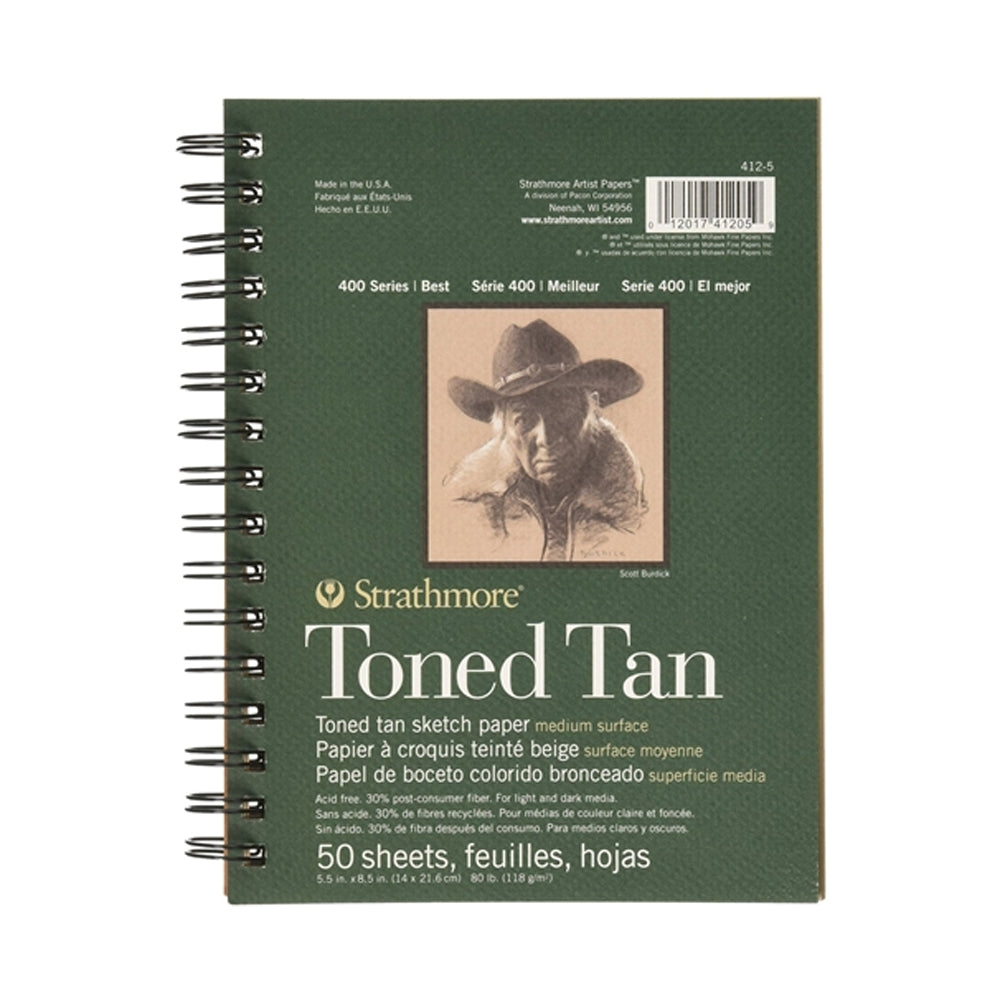 Strathmore Toned Tan 400 Series spiralinis popieriaus bloknotas, 118 gsm
