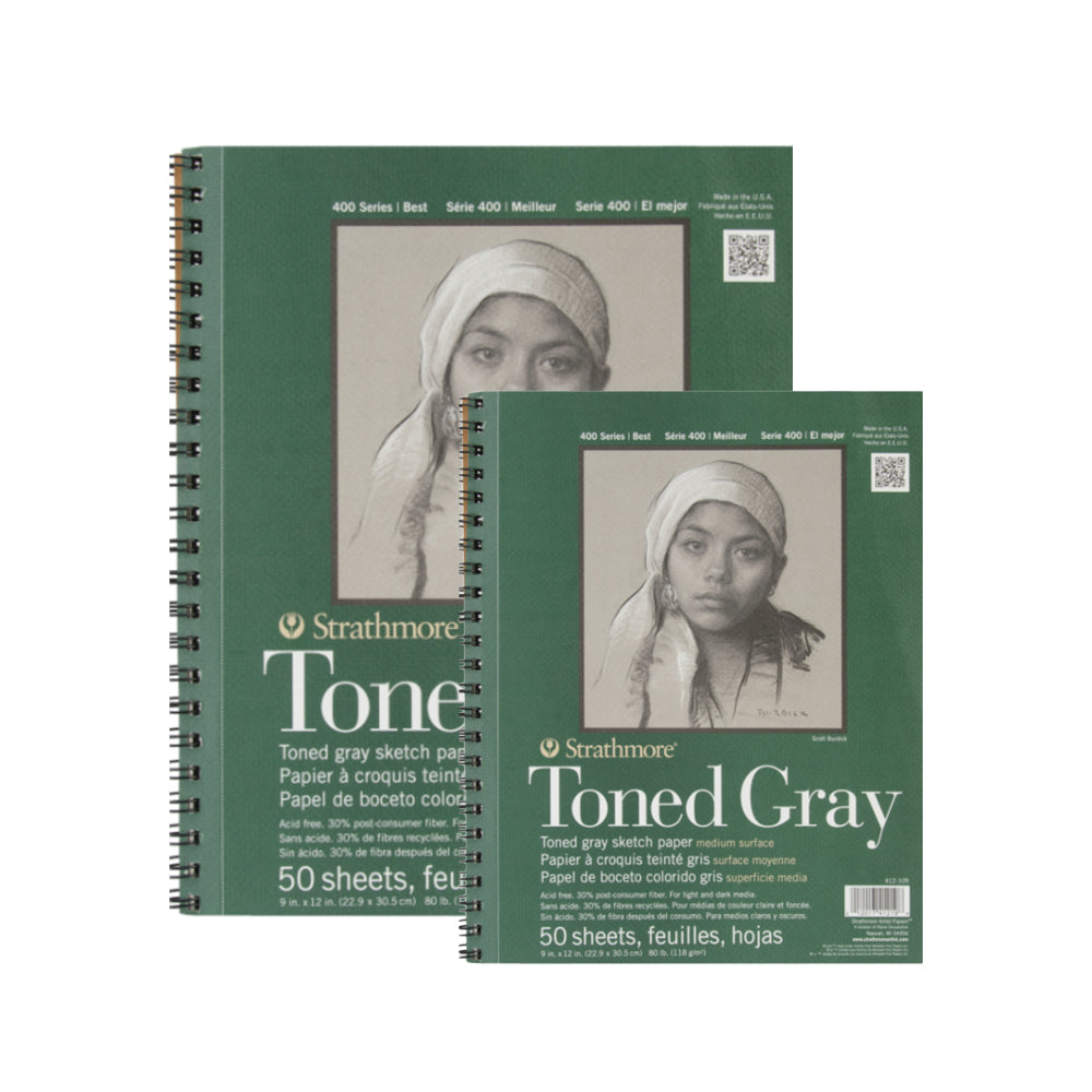 Strathmore Toned Gray 400 Series spiralinis popieriaus bloknotas, 118 gsm