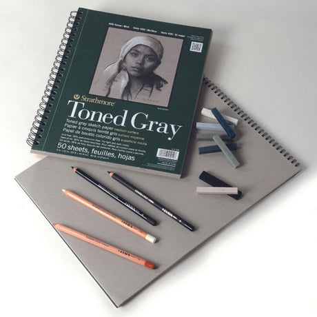 Strathmore Toned Gray 400 Series spiralinis popieriaus bloknotas, 118 gsm