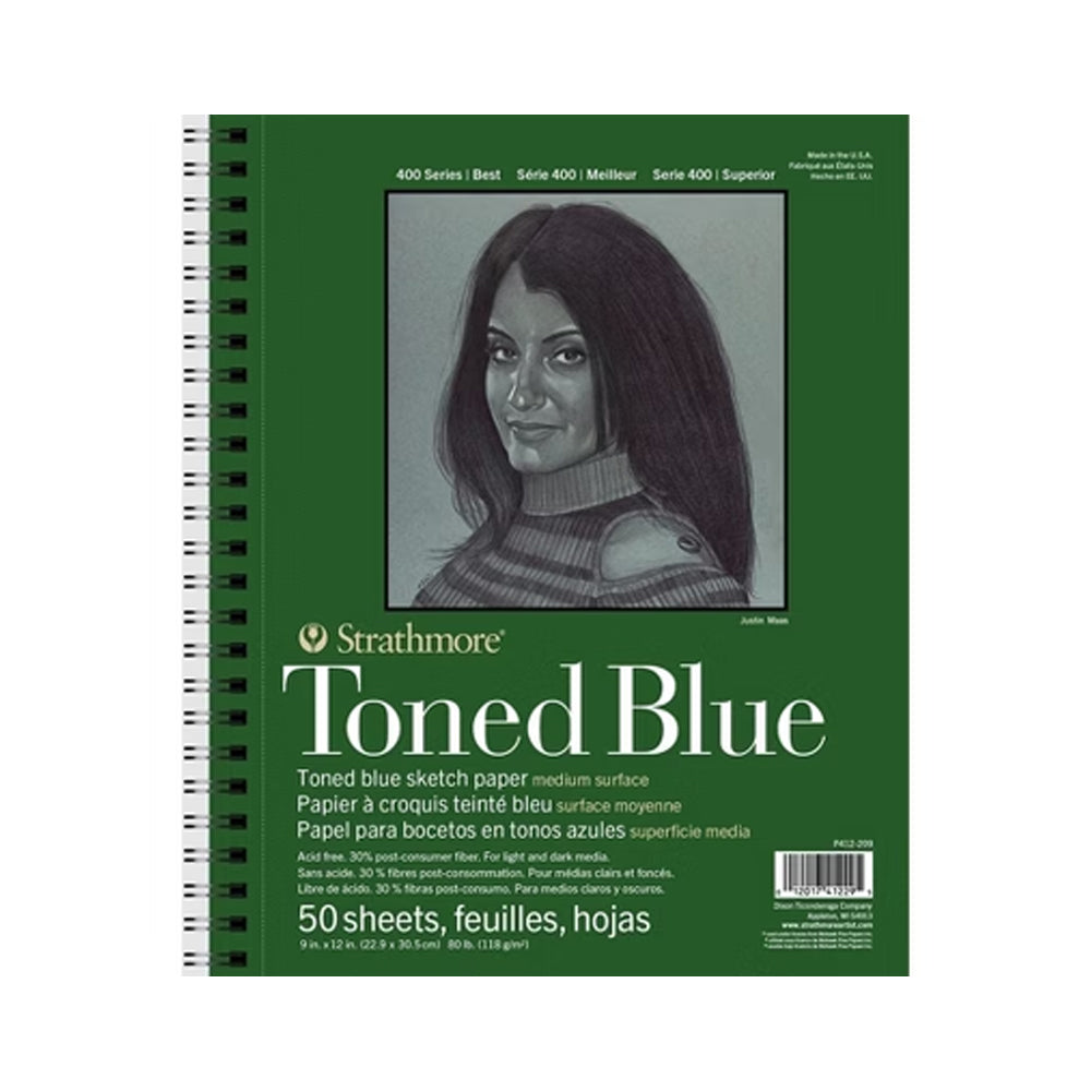 Strathmore Toned Blue 400 Series spiralinis popieriaus bloknotas, 118 gsm