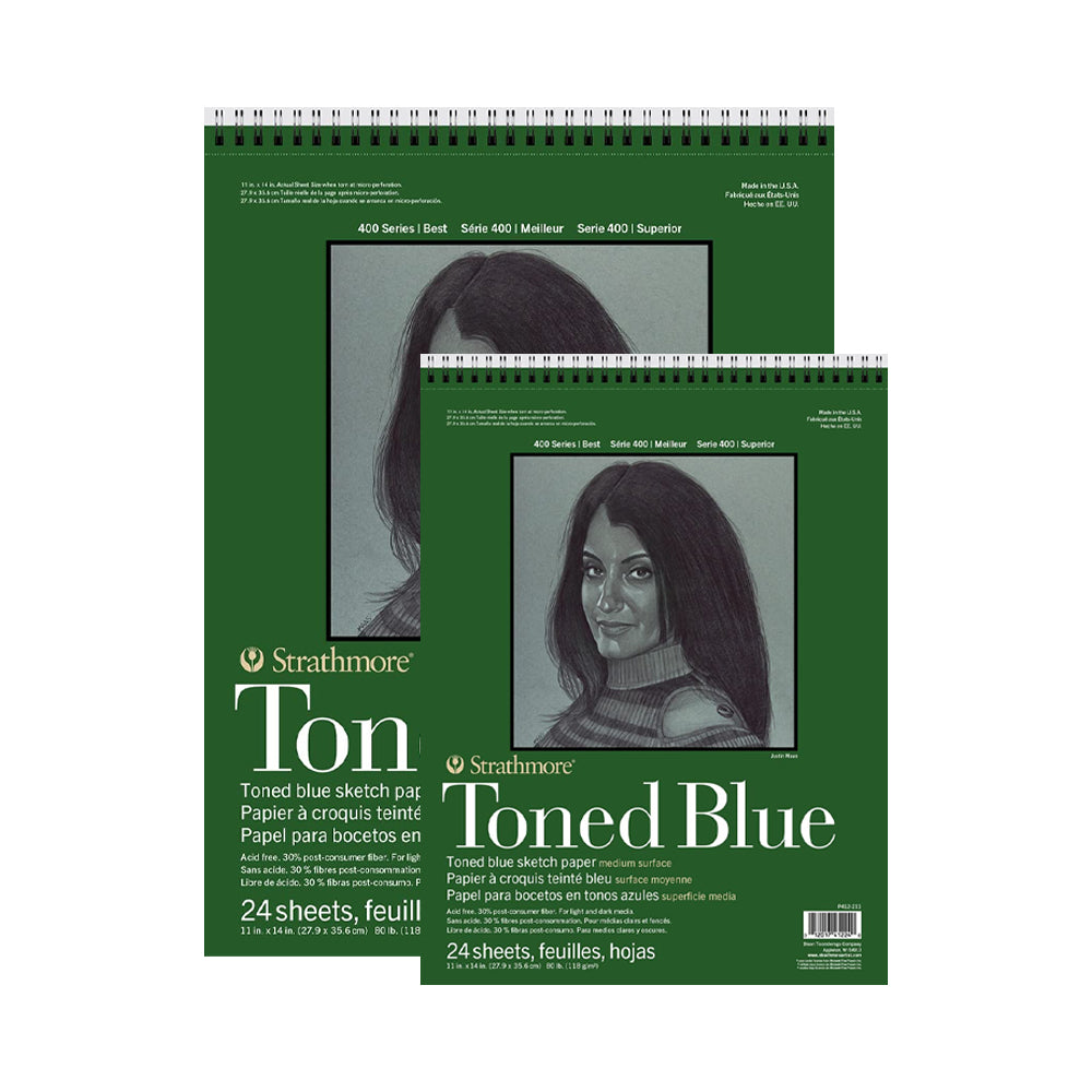 Strathmore Toned Blue 400 Series spiralinis popieriaus bloknotas, 118 gsm