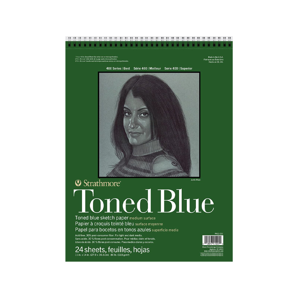 Strathmore Toned Blue 400 Series spiralinis popieriaus bloknotas, 118 gsm