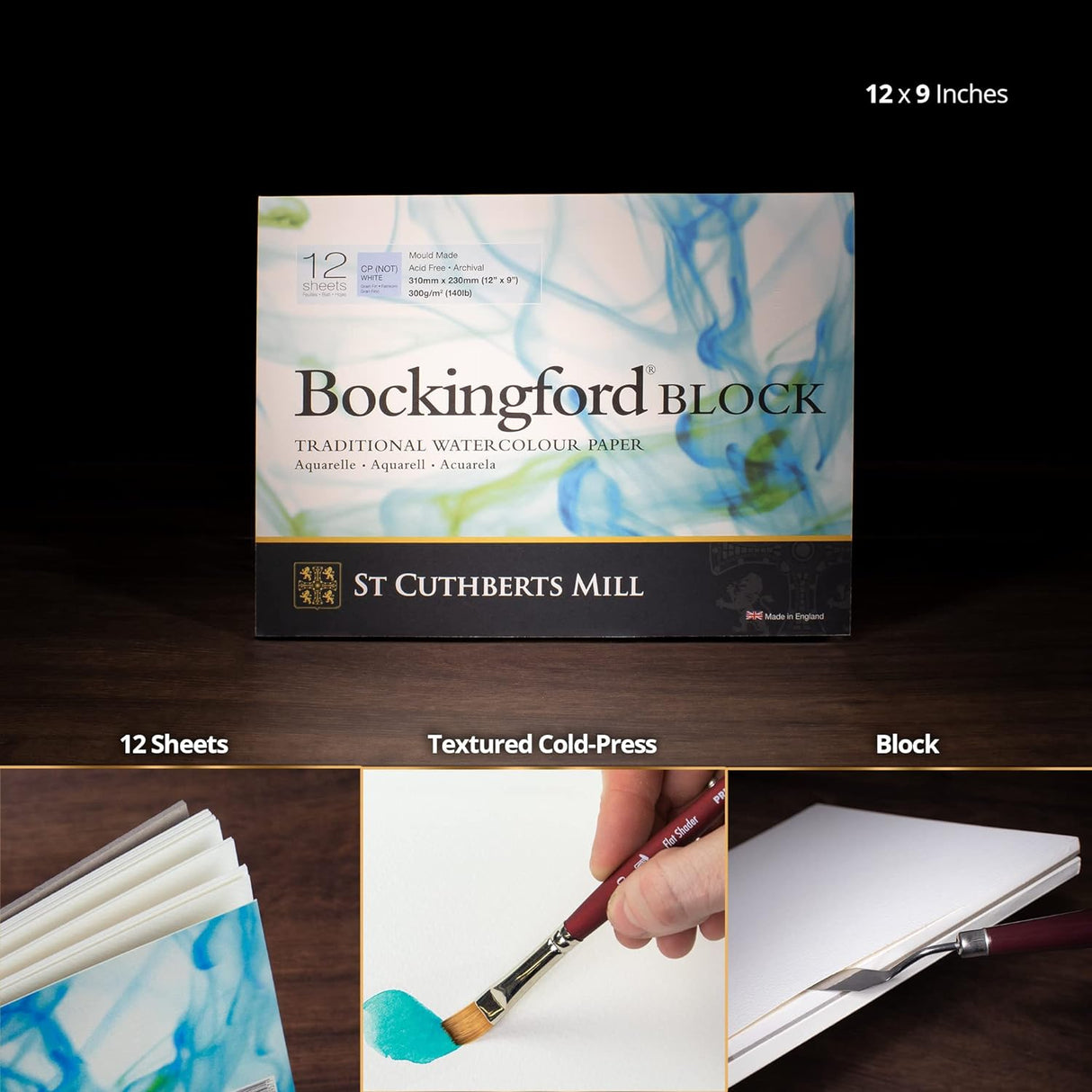 Bockingford Watercolour Paper Block, 12 Sheets, 300 gsm