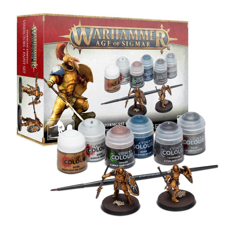 Warhammer Age of Sigmar Stormcast Eternals Vindictors miniatiūrų ir dažų rinkinys