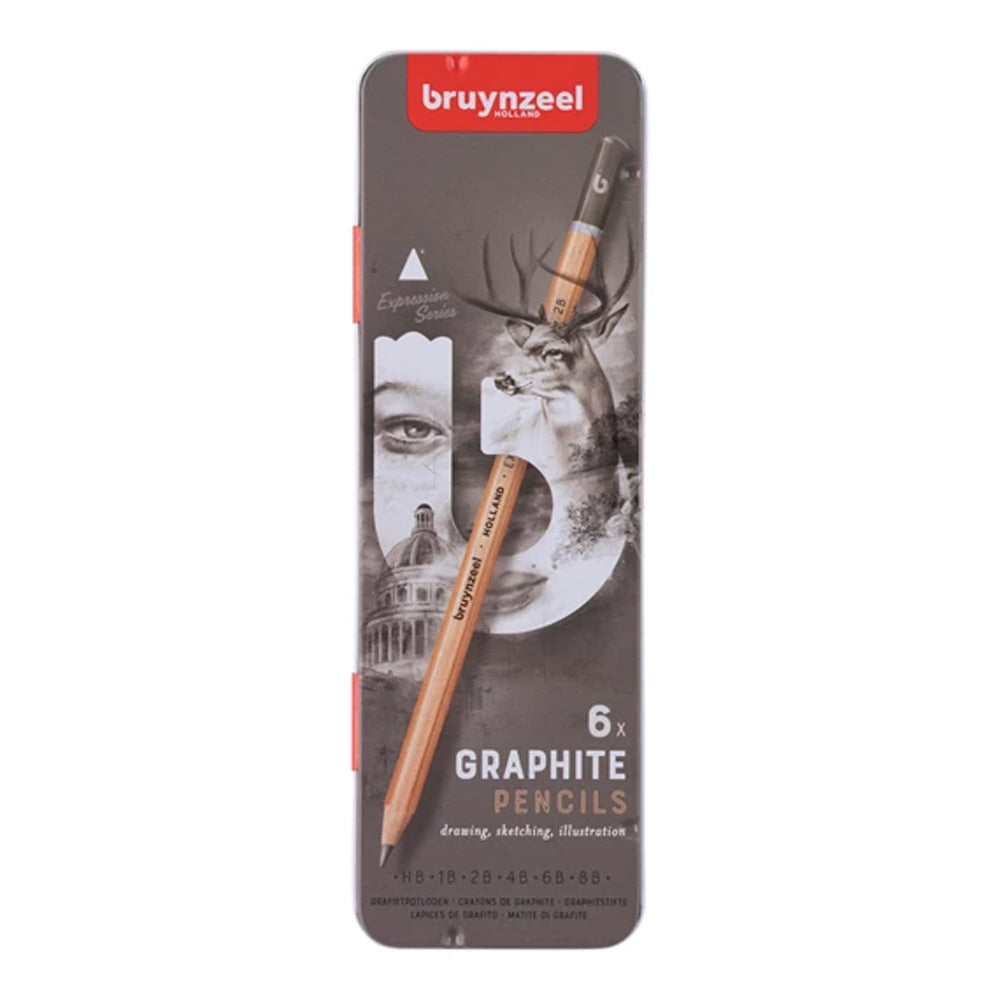 Bruynzeel Expression Graphite Pencil Tin, 6 pcs.