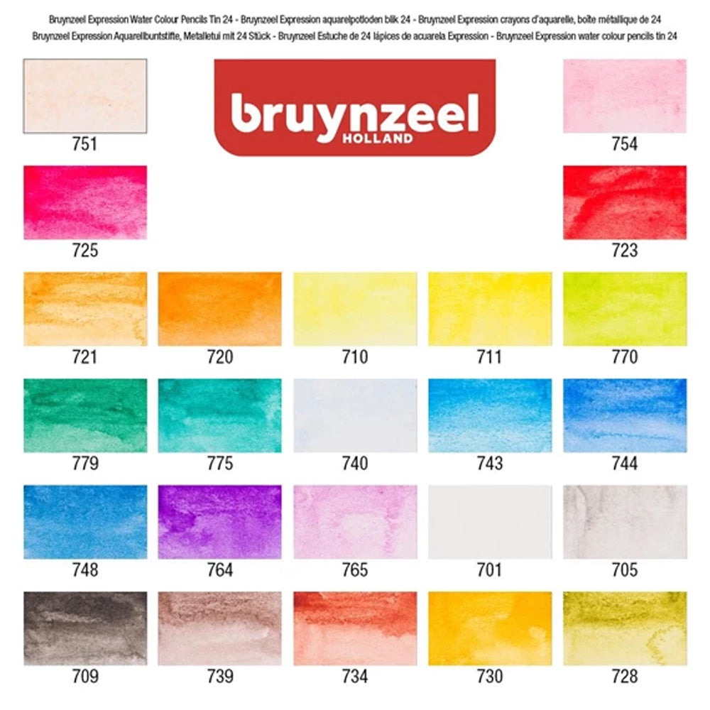 Bruynzeel Expression Watercolour Pencil Tin, 24 pcs.