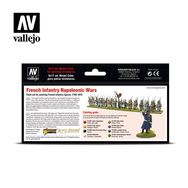 Vallejo French Infantry Napoleonic Wars akrilinių dažų rinkinys, 8x17 ml