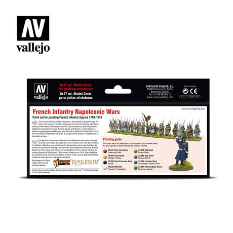 Vallejo French Infantry Napoleonic Wars akrilinių dažų rinkinys, 8x17 ml