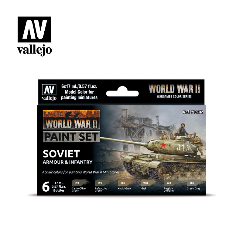 Vallejo WWII Soviet Armour & Infantry Acrylic Paint Set, 6x17 ml