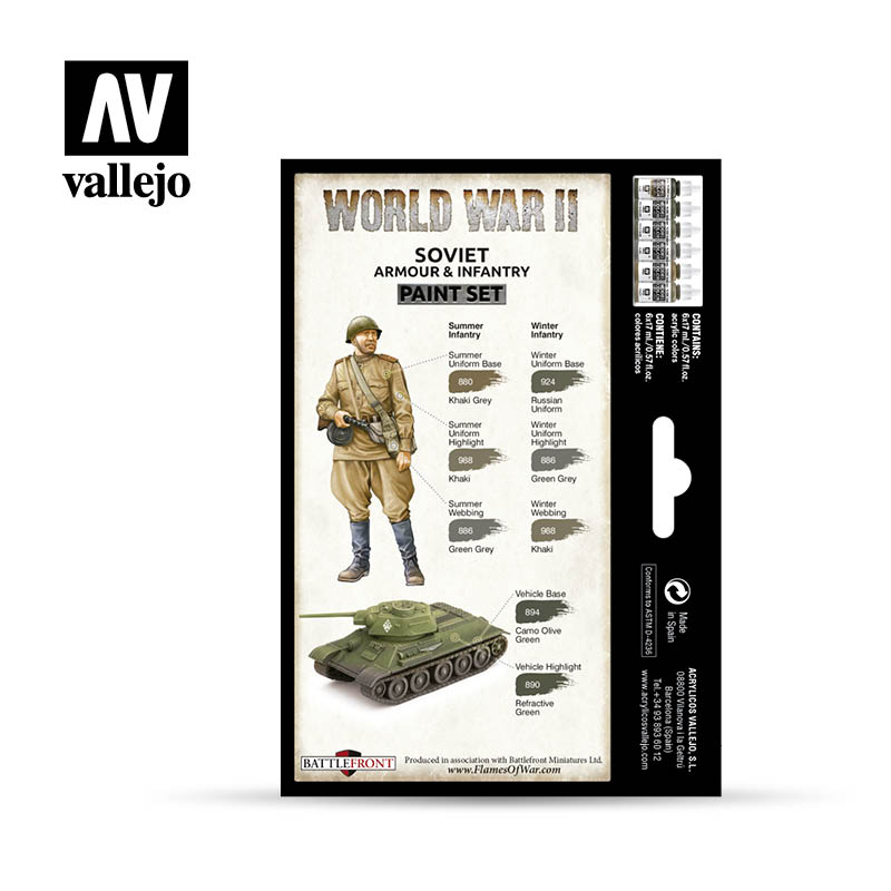 Vallejo WWII Soviet Armour & Infantry akrilinių dažų rinkinys, 6x17 ml