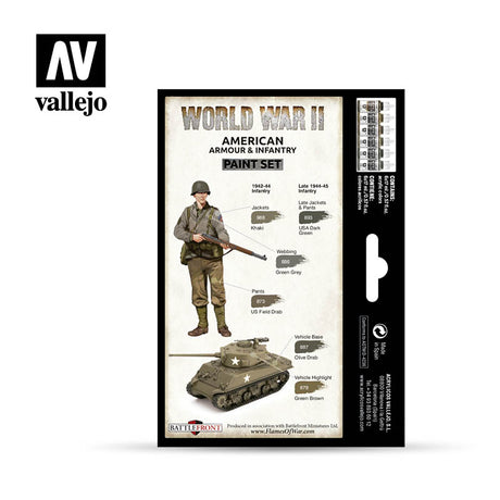 Vallejo WWII American Armour & Infantry akrilinių dažų rinkinys, 6x17 ml