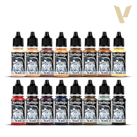 Vallejo Model Color Face & Skin Tones akrilinių dažų rinkinys, 16x18 ml