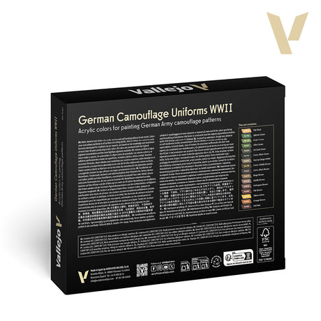 Vallejo Model Color German Camouflage Uniforms WWII Acrylic Paint Set, 16x18 ml