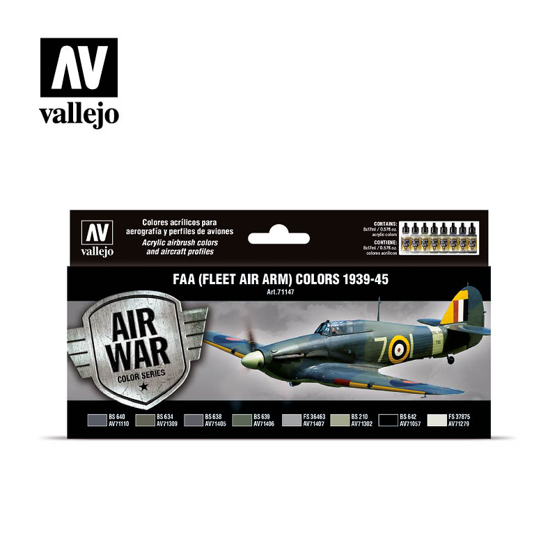 Vallejo FAA (Fleet Air Arm) Colors 1939-45 Model Air Acrylic Paint Set, 8x17 ml