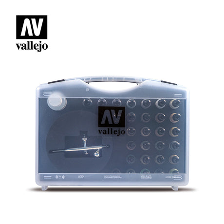 Vallejo Basic Colors Model Air dažų rinkinys plastikiniame dėkle, 29x17 ml + Harder & Steenbeck Ultra aerografas