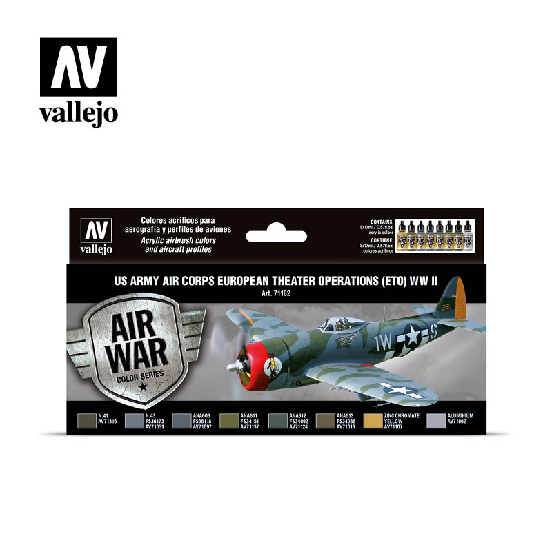 Vallejo US Army Air Corps European Theater Operations (ETO) WWII Model Air akrilinių dažų rinkinys, 8x17 ml