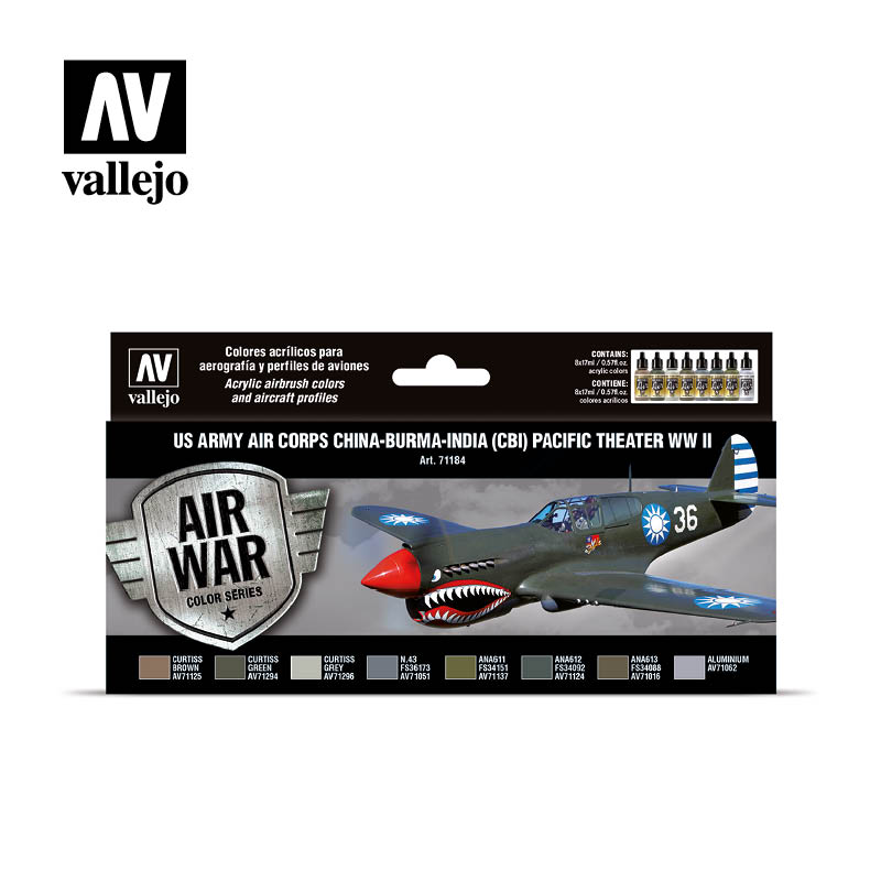 Vallejo US Army Air Corps China-Burma-India (CBI) Pacific Theather WWII Model Air akrilinių dažų rinkinys, 8x17 ml