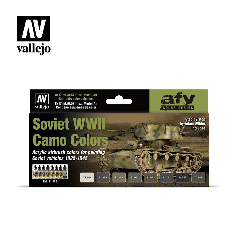 Vallejo Soviet WWII Camo Colors Model Air akrilinių dažų rinkinys, 8x17 ml