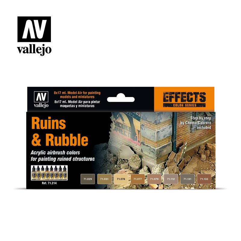 Vallejo Ruins & Rubble Model Air dažų rinkinys, 8x17 ml