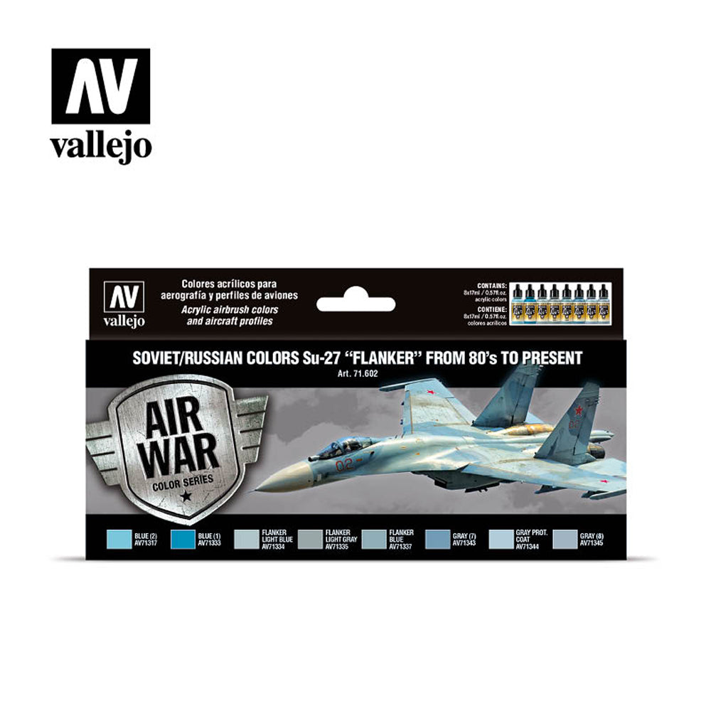 Vallejo Soviet/Russian colors Su-27 “Flanker” from 80’s to present Model Air akrilinių dažų rinkinys, 8x17 ml