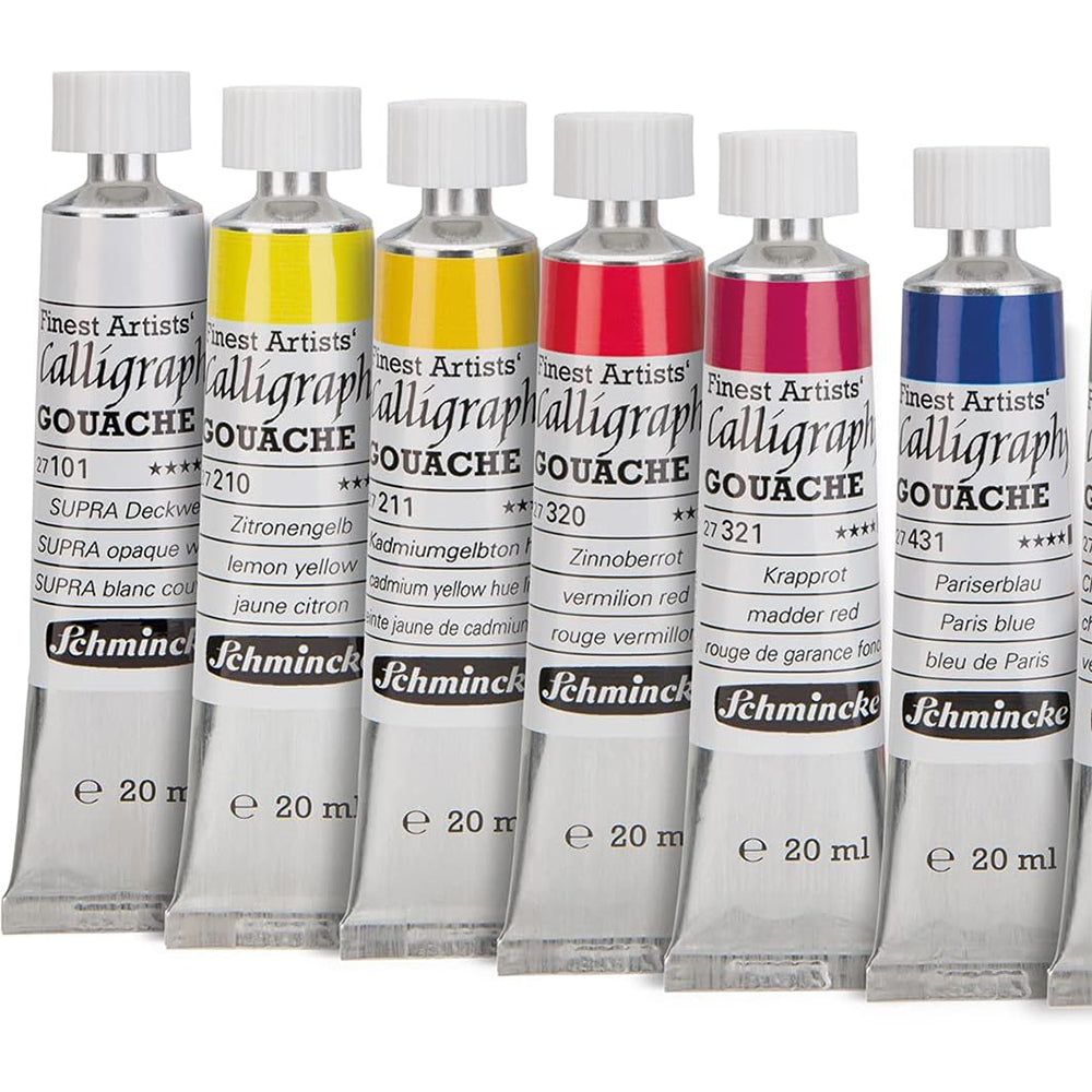 Schmincke Calligraphy guašas tubelėse, medinėje dėžutėje, 12x20 ml