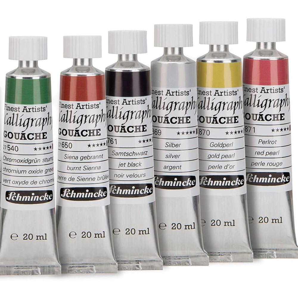 Schmincke Calligraphy guašas tubelėse, medinėje dėžutėje, 12x20 ml