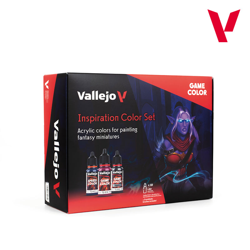 Vallejo Inspiration Color dažų rinkinys, 48x18 ml + 3x teptukai