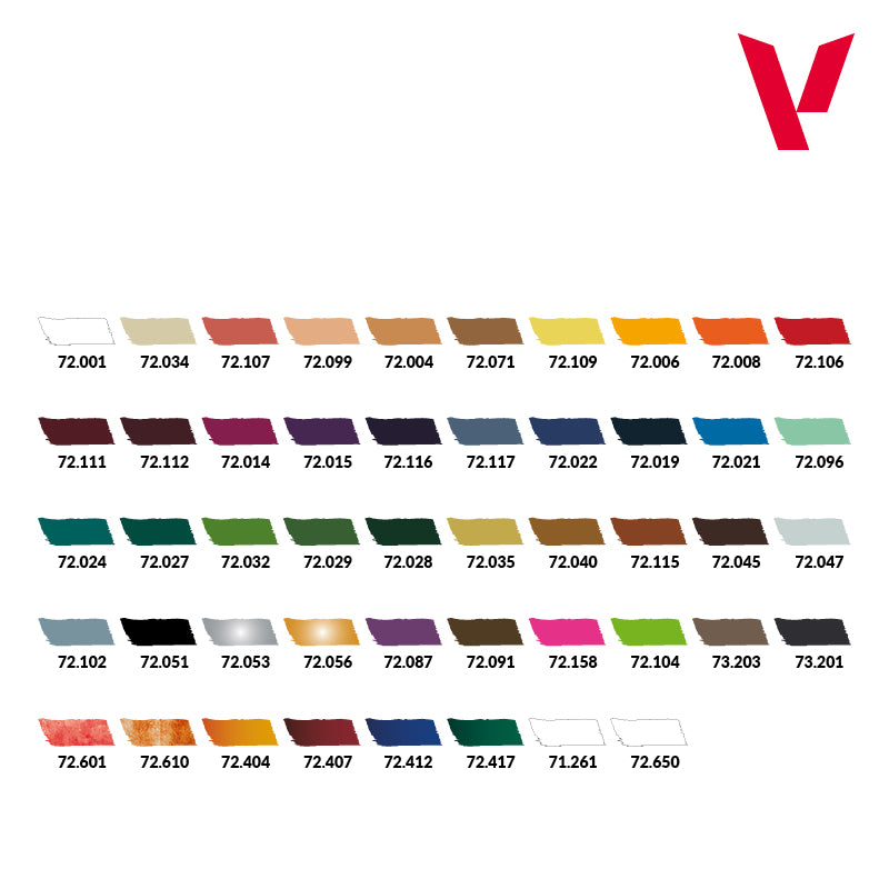 Vallejo Inspiration Color dažų rinkinys, 48x18 ml + 3x teptukai