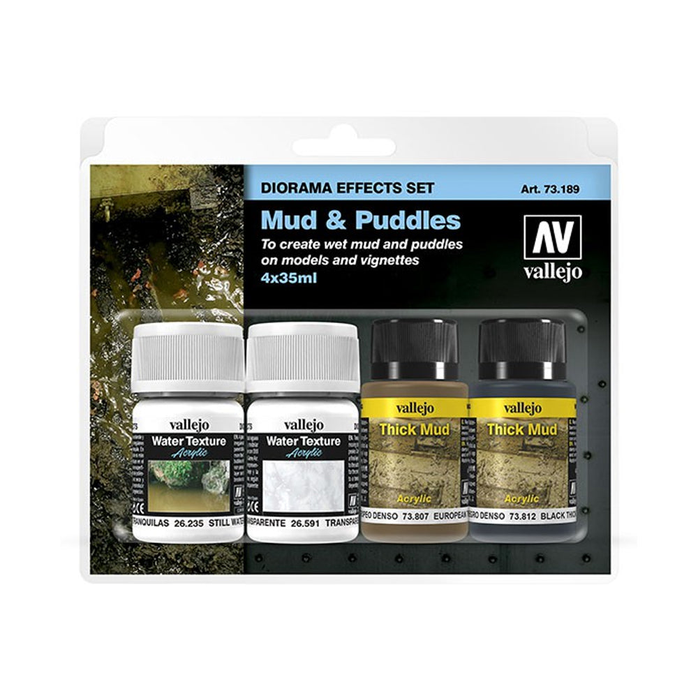 Vallejo Mud & Puddles sendinimo tekstūrų ir pigmentų rinkinys, 4x35 ml