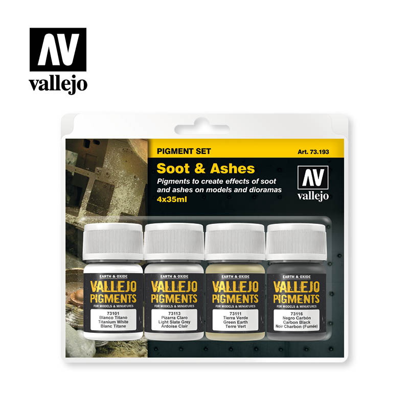 Vallejo Soot & Ashes pigmentų rinkinys, 4x35 ml