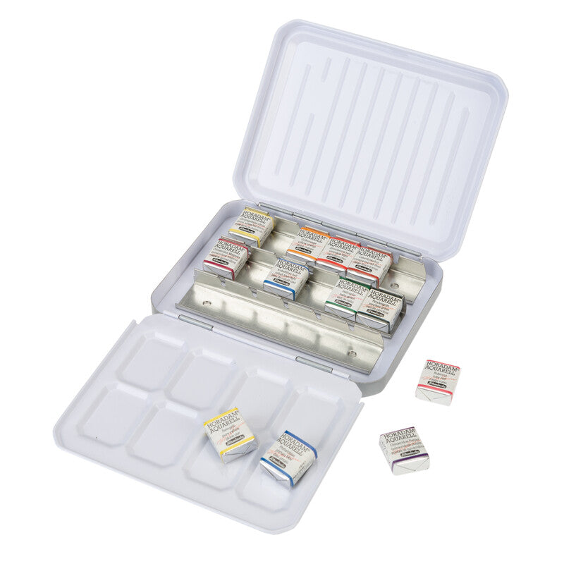 Schmincke Horadam Aquarell Floral Set in a Metal Box, 12 colours + 6 empty spaces, Half-Pan