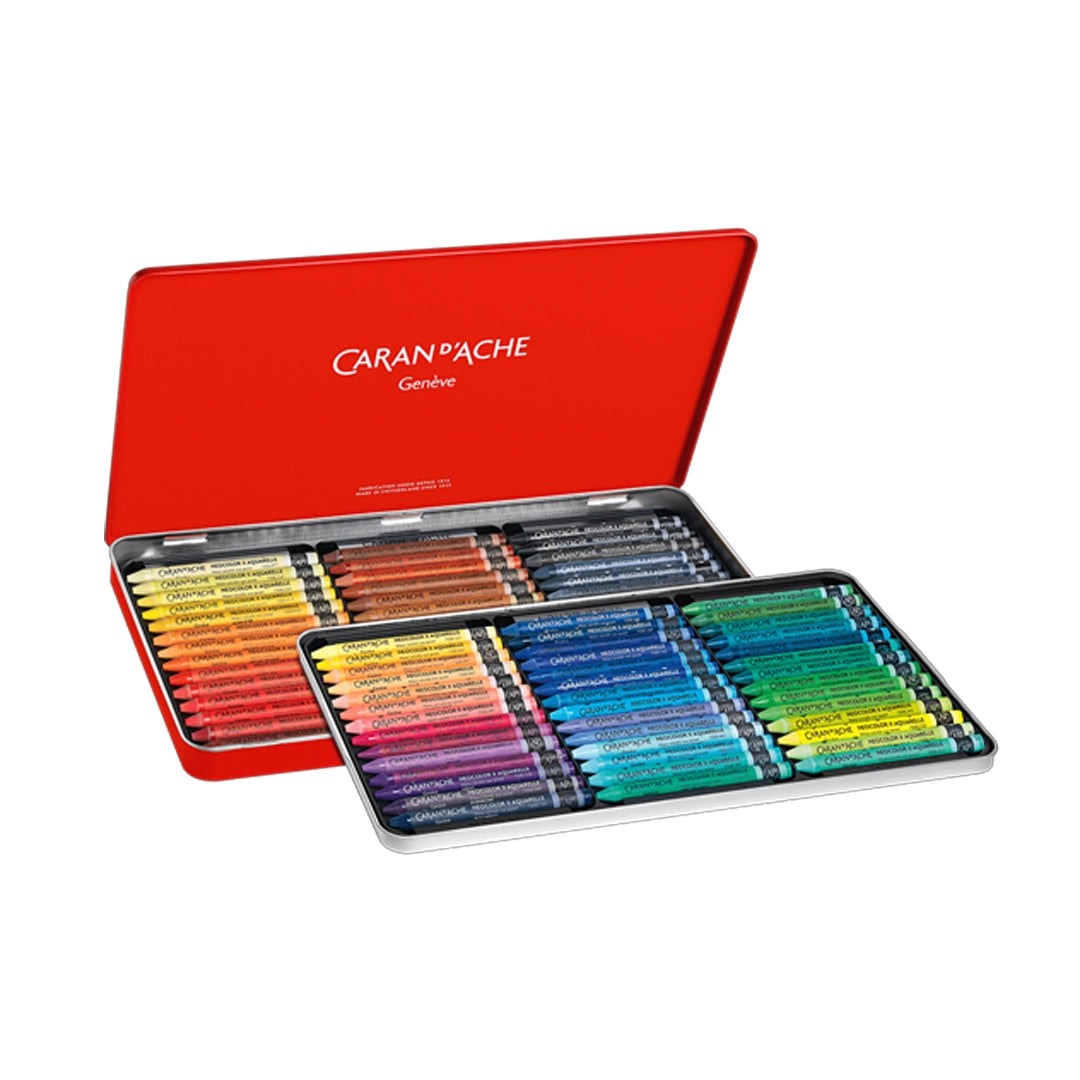 Caran d'Ache NEOCOLOR vandenyje tirpių vaško pastelių rinkinys, 84 vnt.