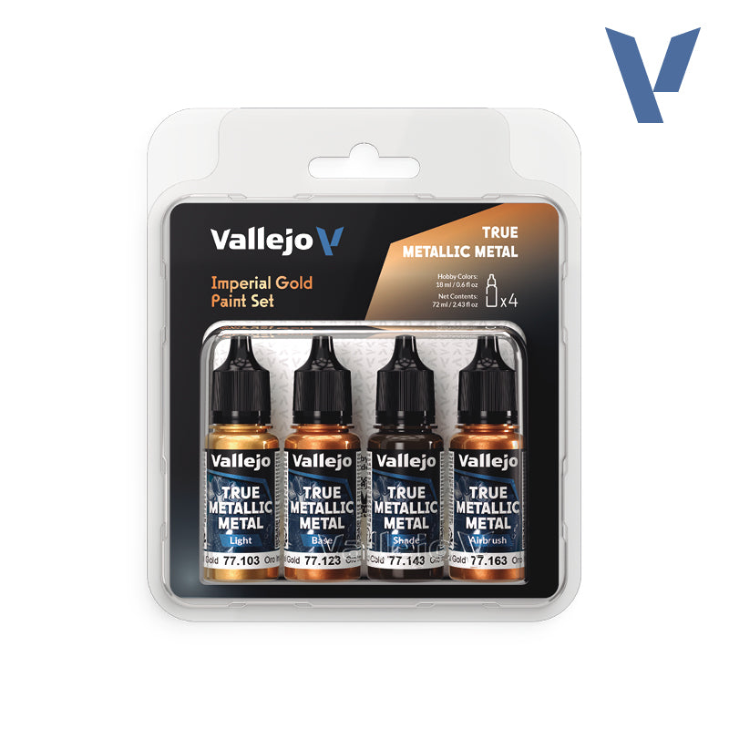 Vallejo True Metallic Metal Imperial Gold akrilinių dažų rinkinys, 4x18 ml
