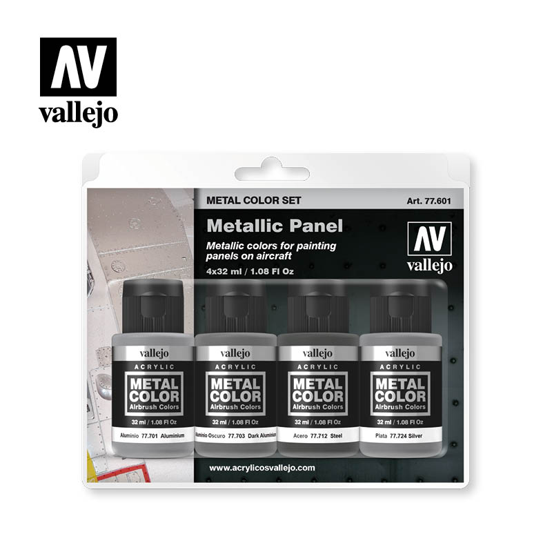 Vallejo Metallic Panel Metal Color akrilinių dažų rinkinys, 4x32 ml